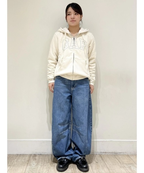 セール】リラックスフィット Gapロゴ 裏ボア ジップアップパーカー