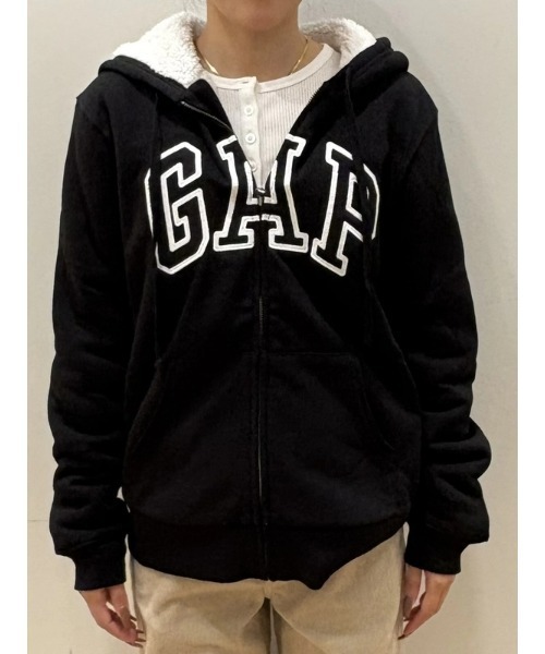 セール】リラックスフィット Gapロゴ 裏ボア ジップアップパーカー