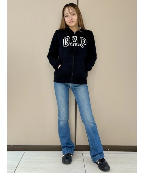 セール】リラックスフィット Gapロゴ 裏ボア ジップアップパーカー