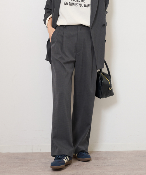 JOURNAL STANDARD relume（ジャーナルスタンダード　レリューム）の「チェックセミワイドパンツ（スラックス・レディース・チャコールグレー/ブラウン・38/36）」の2枚目の写真