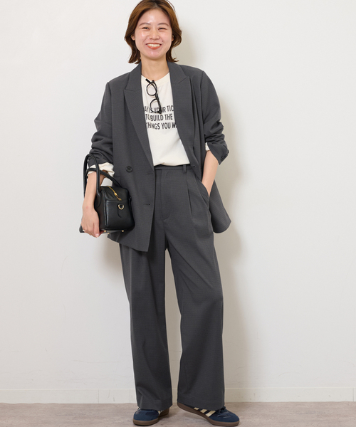 JOURNAL STANDARD relume（ジャーナルスタンダード　レリューム）の「チェックセミワイドパンツ（スラックス・レディース・チャコールグレー/ブラウン・38/36）」の3枚目の写真