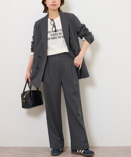 JOURNAL STANDARD relume（ジャーナルスタンダード　レリューム）の「チェックセミワイドパンツ（スラックス・レディース・チャコールグレー/ブラウン・38/36）」の4枚目の写真