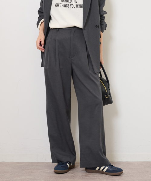 JOURNAL STANDARD relume（ジャーナルスタンダード　レリューム）の「チェックセミワイドパンツ（スラックス・レディース・チャコールグレー/ブラウン・38/36）」の7枚目の写真