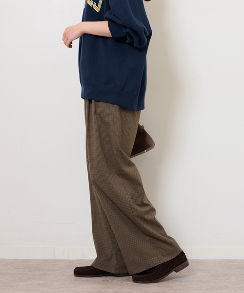 JOURNAL STANDARD relume（ジャーナルスタンダード　レリューム）の「チェックセミワイドパンツ（スラックス・レディース・チャコールグレー/ブラウン・38/36）」の13枚目の写真