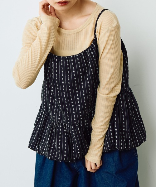 Crisp（クリスプ）の「フラワーストライプバルーンキャミ（キャミソール・レディース・ブラック/アイボリー・FREE）」の8枚目の写真