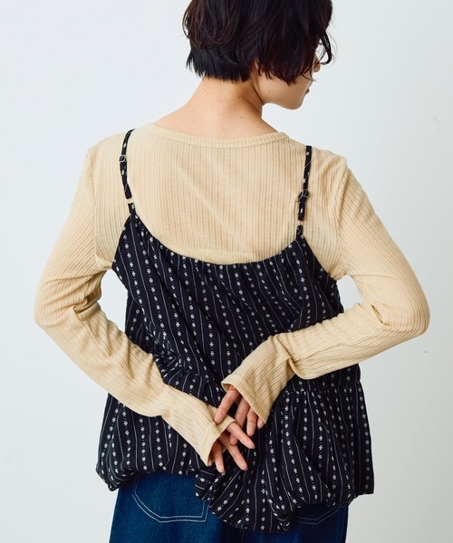 Crisp（クリスプ）の「フラワーストライプバルーンキャミ（キャミソール・レディース・ブラック/アイボリー・FREE）」の10枚目の写真