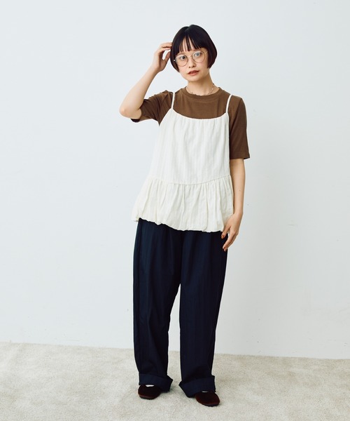 Crisp（クリスプ）の「フラワーストライプバルーンキャミ（キャミソール・レディース・ブラック/アイボリー・FREE）」の12枚目の写真