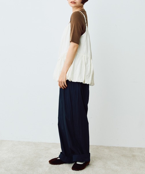 Crisp（クリスプ）の「フラワーストライプバルーンキャミ（キャミソール・レディース・ブラック/アイボリー・FREE）」の13枚目の写真