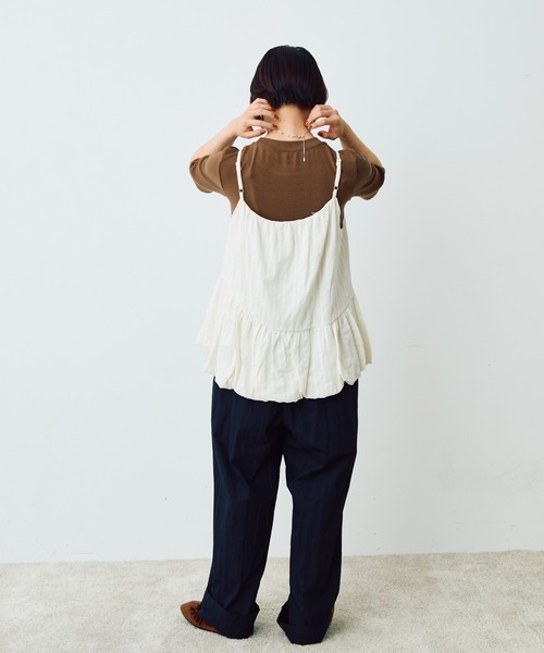 Crisp（クリスプ）の「フラワーストライプバルーンキャミ（キャミソール・レディース・ブラック/アイボリー・FREE）」の14枚目の写真