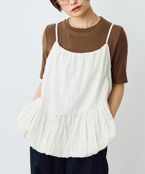 Crisp（クリスプ）の「フラワーストライプバルーンキャミ（キャミソール・レディース・ブラック/アイボリー・FREE）」の15枚目の写真