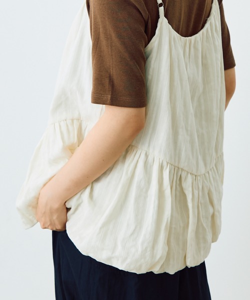 Crisp（クリスプ）の「フラワーストライプバルーンキャミ（キャミソール・レディース・ブラック/アイボリー・FREE）」の16枚目の写真