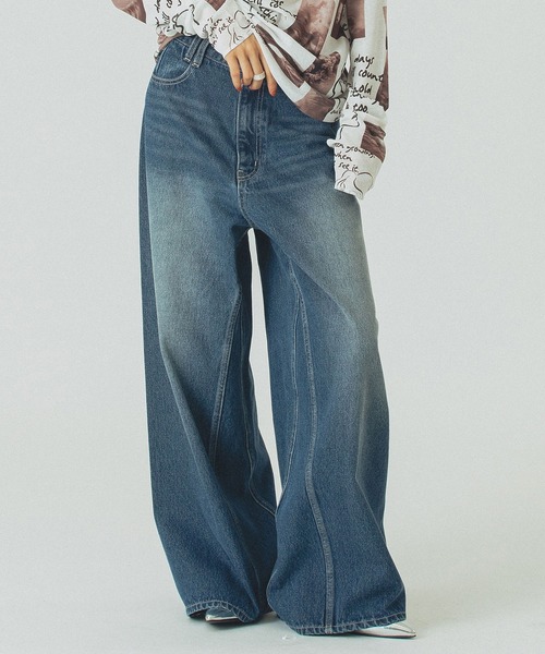 ROSE BUD（ローズバッド）の「DENIM PANTS（デニムパンツ・レディース・バーガンディー/ライトインディゴブルー・S/M）」の14枚目の写真
