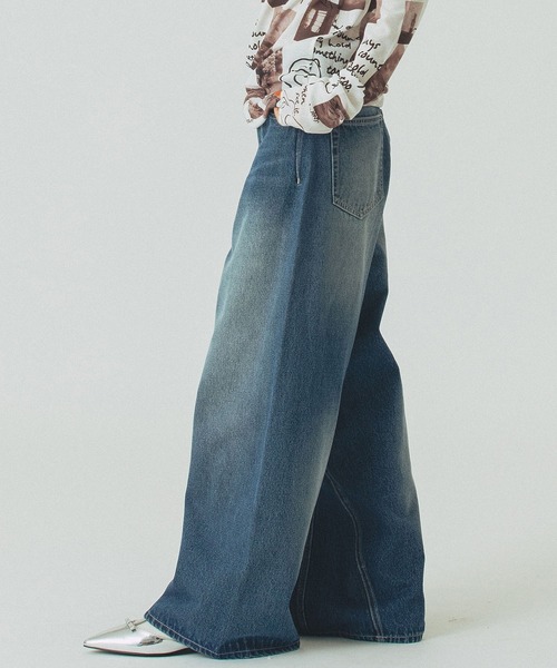 ROSE BUD（ローズバッド）の「DENIM PANTS（デニムパンツ・レディース・バーガンディー/ライトインディゴブルー・S/M）」の15枚目の写真