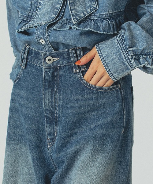 ROSE BUD（ローズバッド）の「DENIM PANTS（デニムパンツ・レディース・バーガンディー/ライトインディゴブルー・S/M）」の18枚目の写真