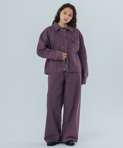 ROSE BUD（ローズバッド）の「DENIM PANTS（デニムパンツ・レディース・バーガンディー/ライトインディゴブルー・S/M）」の4枚目の写真