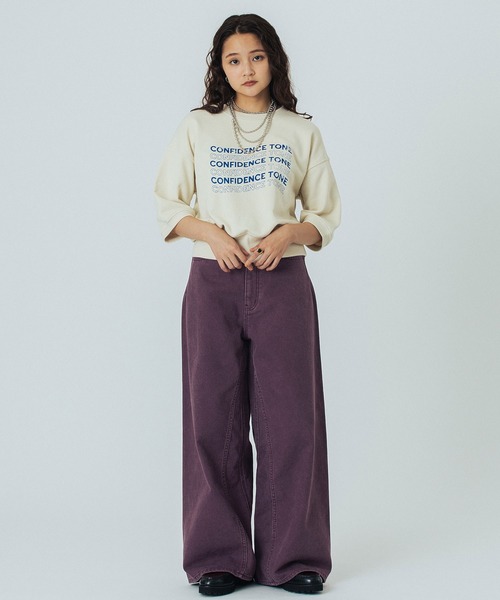ROSE BUD（ローズバッド）の「DENIM PANTS（デニムパンツ・レディース・バーガンディー/ライトインディゴブルー・S/M）」の12枚目の写真