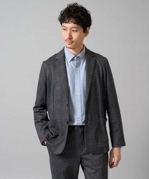 a.v.v（アーヴェヴェ）の「【イージーケア/ストレッチ】メランジポンチテーラードジャケット【洗濯機で洗える】通勤/ビジネス〈ON/OFF SERIES〉（その他アウター・メンズ・ダークグレー/ネイビー・46/48/50）」の2枚目の写真