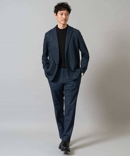 a.v.v（アーヴェヴェ）の「【イージーケア/ストレッチ】メランジポンチテーラードジャケット【洗濯機で洗える】通勤/ビジネス〈ON/OFF SERIES〉（その他アウター・メンズ・ダークグレー/ネイビー・46/48/50）」の3枚目の写真