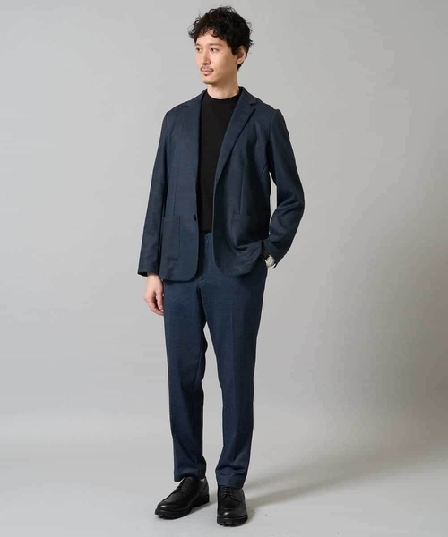a.v.v（アーヴェヴェ）の「【イージーケア/ストレッチ】メランジポンチテーラードジャケット【洗濯機で洗える】通勤/ビジネス〈ON/OFF SERIES〉（その他アウター・メンズ・ダークグレー/ネイビー・46/48/50）」の4枚目の写真