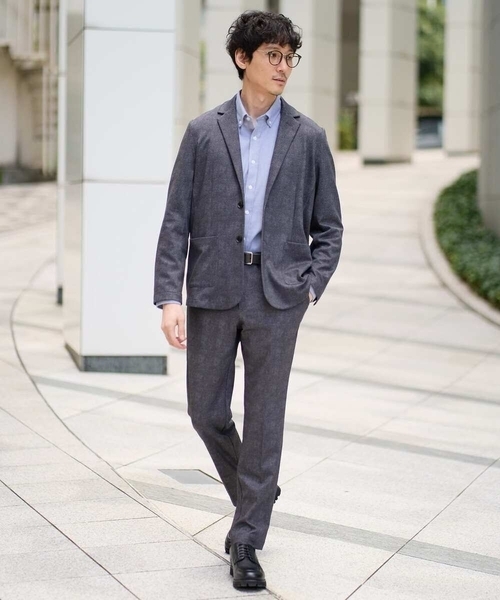 a.v.v（アーヴェヴェ）の「【イージーケア/ストレッチ】メランジポンチテーラードジャケット【洗濯機で洗える】通勤/ビジネス〈ON/OFF SERIES〉（その他アウター・メンズ・ダークグレー/ネイビー・46/48/50）」の9枚目の写真