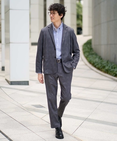 a.v.v（アーヴェヴェ）の「【イージーケア/ストレッチ】メランジポンチテーラードジャケット【洗濯機で洗える】通勤/ビジネス〈ON/OFF SERIES〉（その他アウター・メンズ・ダークグレー/ネイビー・46/48/50）」の10枚目の写真