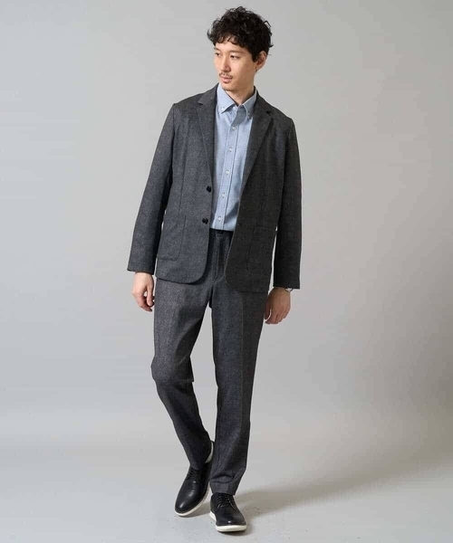 a.v.v（アーヴェヴェ）の「【イージーケア/ストレッチ】メランジポンチテーラードジャケット【洗濯機で洗える】通勤/ビジネス〈ON/OFF SERIES〉（その他アウター・メンズ・ダークグレー/ネイビー・46/48/50）」の14枚目の写真