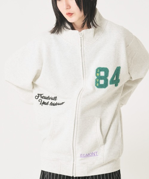 CORISCO（コリスコ）の「裏起毛サガラ刺繍スタンドブルゾン(M1)（ブルゾン・メンズ・杢グレー/オートミール/ネイビー/ブラック・MEDIUM/LARGE/X-LARGE）」の2枚目の写真