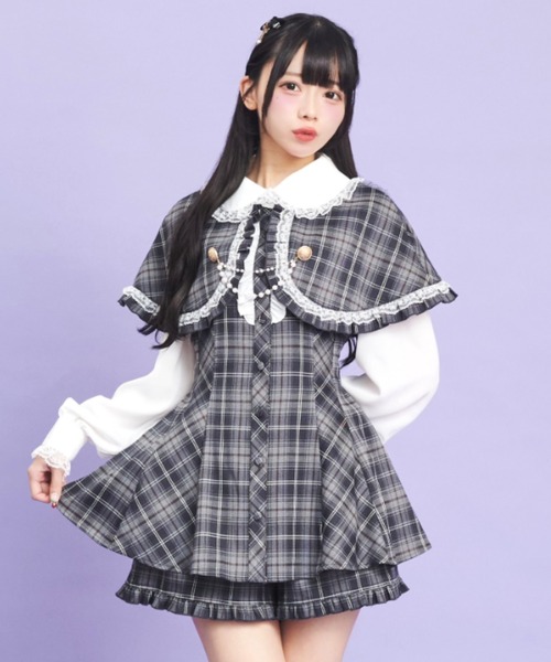 SecretHoney シーハニ セットアップ ブラック チェック シークレットハニー Secret Honey アクセサリーリボン長袖セットアップ