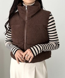 ショート丈中綿ベスト ショートベスト ダウンベスト」に該当する