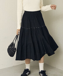 PUBLUX（パブリュクス）の「PUBLUX/パブリュクス スタッズ付き アシンメトリー ティアードスカート　限定展開（スカート）」