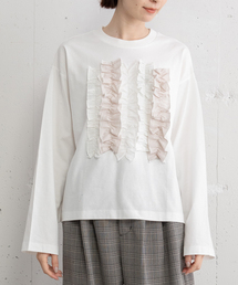 POU DOU DOU | 異素材ミックスフリルトップス(Tシャツ/カットソー)