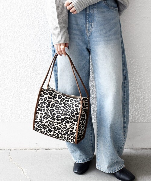 レオパードトートバッグ SHIPS any: レオパード ゼブラ スクエア トート バッグ（トートバッグ