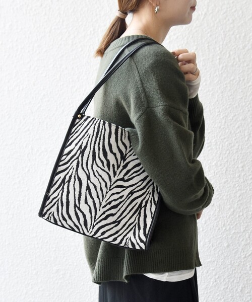 レオパードトートバッグ SHIPS any: レオパード ゼブラ スクエア トート バッグ（トートバッグ