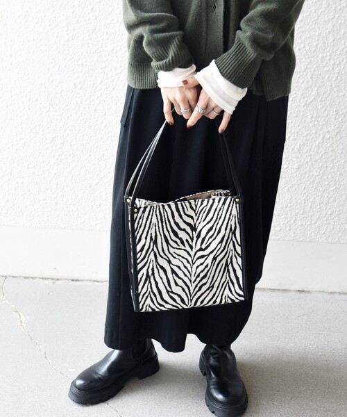 セール】SHIPS any: レオパード ゼブラ スクエア トート バッグ