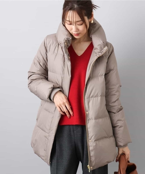 MK MICHEL KLEIN（エムケーミッシェルクラン）の「ベーシックタフタ ミドルダウンコート/撥水加工（ダウンジャケット/コート・レディース・モカ/ブラック/アイボリー・40/38）」の3枚目の写真