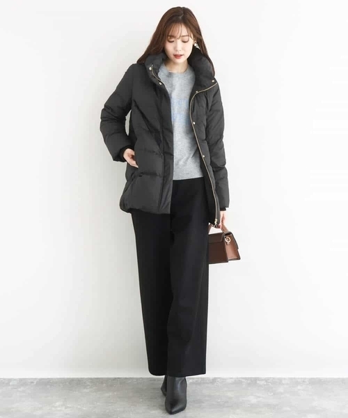 MK MICHEL KLEIN（エムケーミッシェルクラン）の「ベーシックタフタ ミドルダウンコート/撥水加工（ダウンジャケット/コート・レディース・モカ/ブラック/アイボリー・40/38）」の10枚目の写真