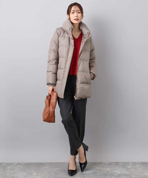 MK MICHEL KLEIN（エムケーミッシェルクラン）の「ベーシックタフタ ミドルダウンコート/撥水加工（ダウンジャケット/コート・レディース・モカ/ブラック/アイボリー・40/38）」の13枚目の写真