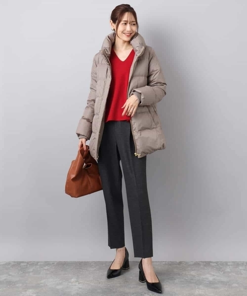 MK MICHEL KLEIN（エムケーミッシェルクラン）の「ベーシックタフタ ミドルダウンコート/撥水加工（ダウンジャケット/コート・レディース・モカ/ブラック/アイボリー・40/38）」の14枚目の写真
