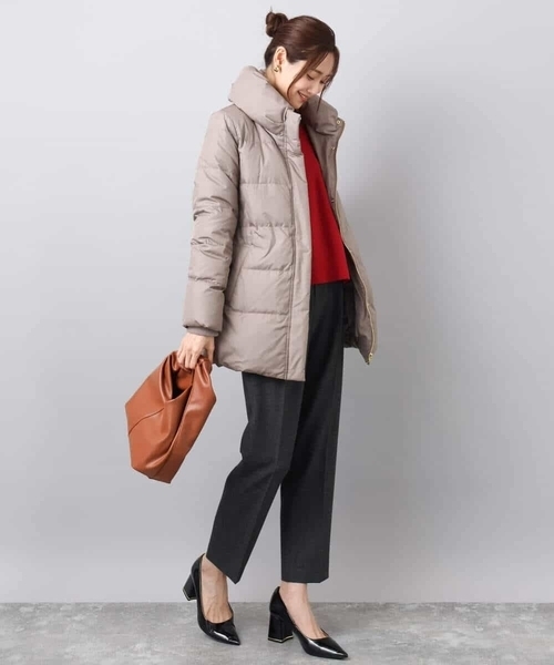 MK MICHEL KLEIN（エムケーミッシェルクラン）の「ベーシックタフタ ミドルダウンコート/撥水加工（ダウンジャケット/コート・レディース・モカ/ブラック/アイボリー・40/38）」の16枚目の写真