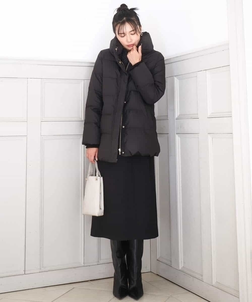 MK MICHEL KLEIN（エムケーミッシェルクラン）の「ベーシックタフタ ミドルダウンコート/撥水加工（ダウンジャケット/コート・レディース・モカ/ブラック/アイボリー・40/38）」の18枚目の写真