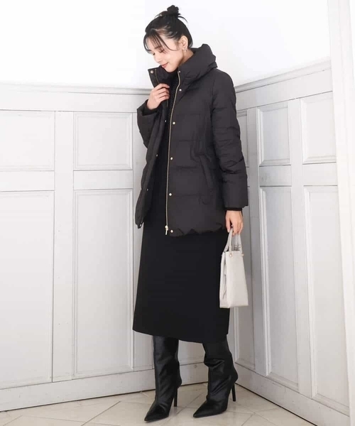 MK MICHEL KLEIN（エムケーミッシェルクラン）の「ベーシックタフタ ミドルダウンコート/撥水加工（ダウンジャケット/コート・レディース・モカ/ブラック/アイボリー・40/38）」の20枚目の写真