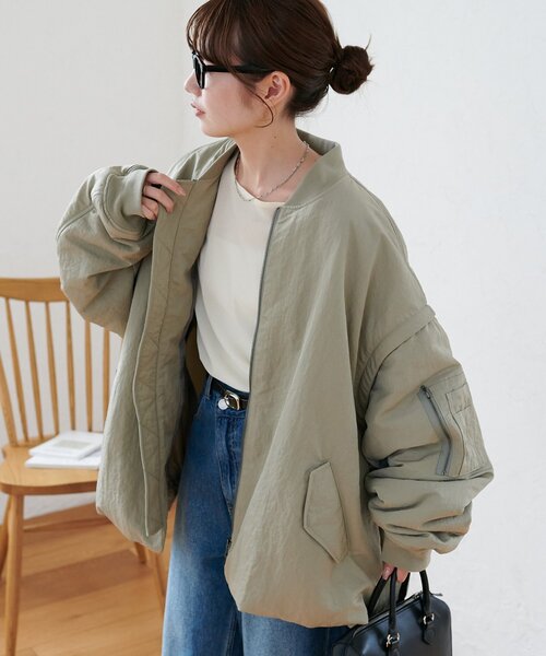 DISCOAT(ディスコート)の「【ユニセックス】デタッチャブル2WAYメモリーボンバージャケット(ブルゾン・レディース・カーキ/アイボリー/ベージュ/ネイビー/ブラウン・FREE)」の18枚目の写真