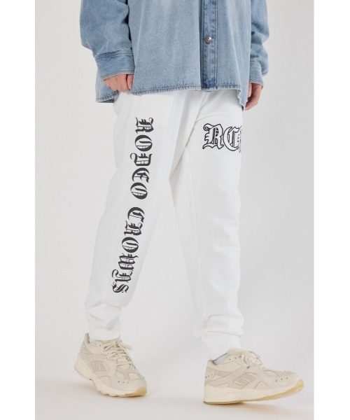 RODEO CROWNS WIDE BOWL（ロデオクラウンズワイドボウル）の「Blackletter パンツ（スウェットパンツ・メンズ・ブラック/ホワイト/杢グレー・LARGE/MEDIUM）」の2枚目の写真
