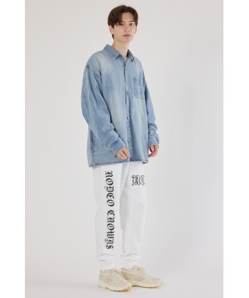 RODEO CROWNS WIDE BOWL（ロデオクラウンズワイドボウル）の「Blackletter パンツ（スウェットパンツ・メンズ・ブラック/ホワイト/杢グレー・LARGE/MEDIUM）」の10枚目の写真