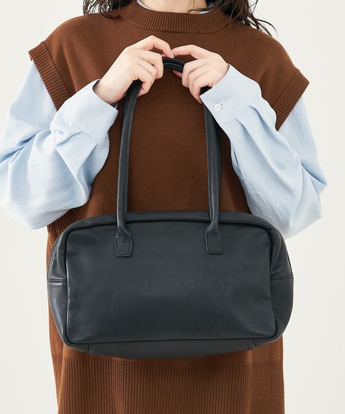 collex（コレックス）の「レザーミニボストンバッグ（ボストンバッグ・レディース・ブラック/ベージュ/キャメル・フリー）」の2枚目の写真