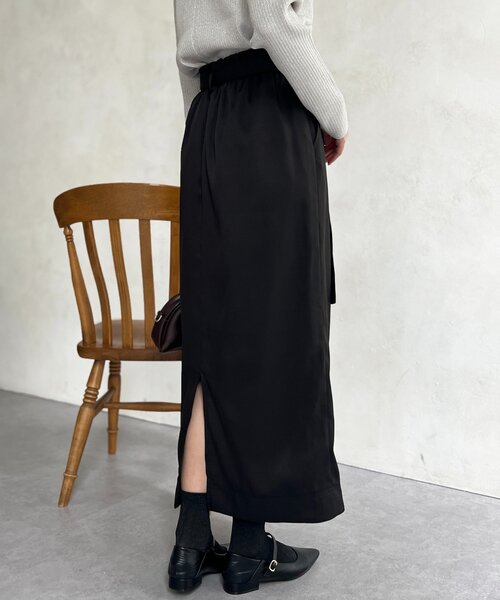 Chez toi（シェトワ）の「ベルト見えスカート（スカート・レディース・ブラウン/グリーン/ブラック・FREE）」の7枚目の写真