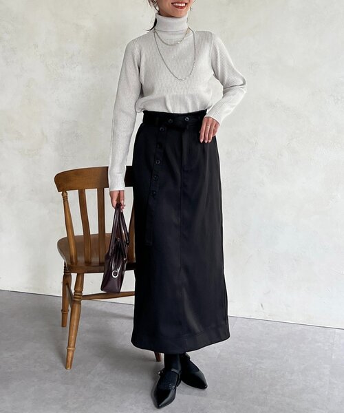 Chez toi（シェトワ）の「ベルト見えスカート（スカート・レディース・ブラウン/グリーン/ブラック・FREE）」の11枚目の写真