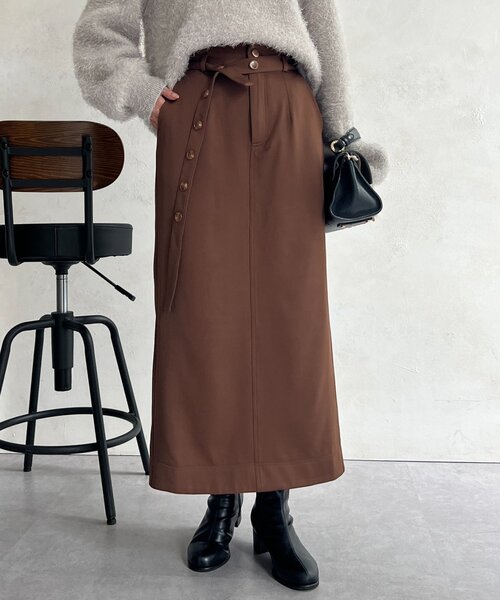 Chez toi（シェトワ）の「ベルト見えスカート（スカート・レディース・ブラウン/グリーン/ブラック・FREE）」の13枚目の写真