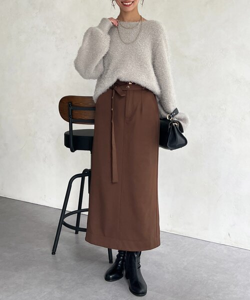 Chez toi（シェトワ）の「ベルト見えスカート（スカート・レディース・ブラウン/グリーン/ブラック・FREE）」の16枚目の写真