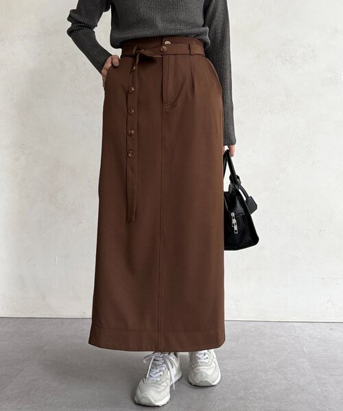Chez toi（シェトワ）の「ベルト見えスカート（スカート・レディース・ブラウン/グリーン/ブラック・FREE）」の18枚目の写真